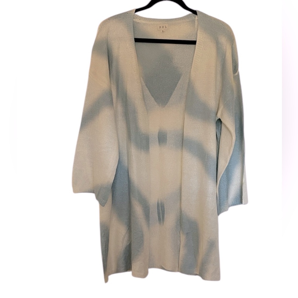 POL Cardigan/Sweater NWOT blue & white stripe swirl pattern tie dye look size S